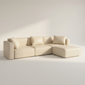 Modular Sectional Sofa Set Designed for Flexible Living, L-Shape Ottoman, Vegan Leather, Cream