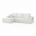 108" Boneless Sofa for Living Room, Modern L-Shaped Corduroy Sectional, Modular Cloud Couch with Deep Seating Upholstered Sofa, Oversized,No Assembly, White