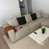 Luxury Modular Sectional Living Room Sofa Set, Modern Minimalist Style Couch with Ottoman and Chaise, L-Shape, Cream