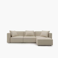 Luxury Modular Sectional Living Room Sofa Set, Modern Minimalist Style Couch with Ottoman and Chaise, L-Shape, Cream