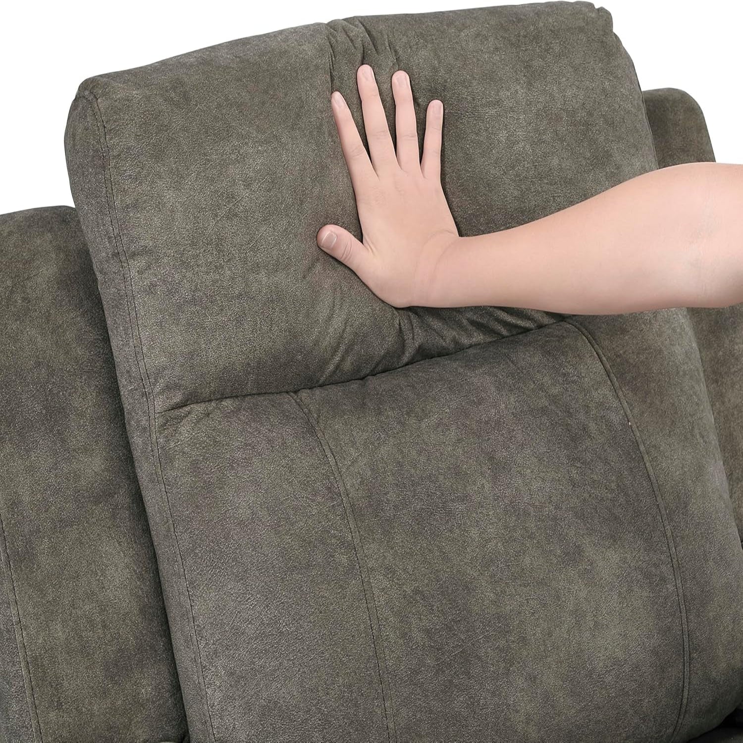Manual Double Reclining Sofa, Textured Microfiber Upholstered 3 Seater Manual Sofa Recliner for Living Room, Wall Hugger, Track Arm, Easy Assembly, Brown