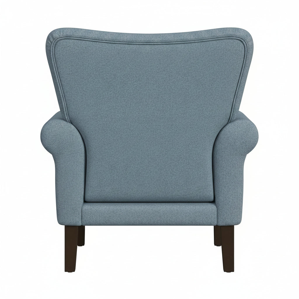 Home Decor | Upholstered Rolled Arm Wingback Accent Chair | Accent Chairs for Living Room & Bedroom | Decorative Home Furniture - Blue Textured Woven