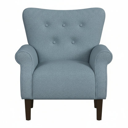 Home Decor | Upholstered Rolled Arm Wingback Accent Chair | Accent Chairs for Living Room & Bedroom | Decorative Home Furniture - Blue Textured Woven