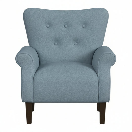 Home Decor | Upholstered Rolled Arm Wingback Accent Chair | Accent Chairs for Living Room & Bedroom | Decorative Home Furniture - Blue Textured Woven
