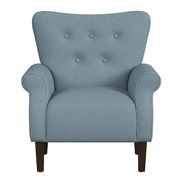 Home Decor | Upholstered Rolled Arm Wingback Accent Chair | Accent Chairs for Living Room & Bedroom | Decorative Home Furniture - Blue Textured Woven