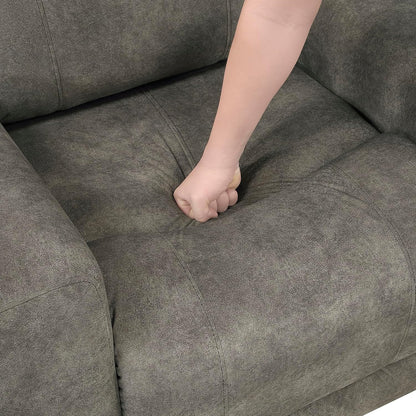 Manual Double Reclining Sofa, Textured Microfiber Upholstered 3 Seater Manual Sofa Recliner for Living Room, Wall Hugger, Track Arm, Easy Assembly, Brown