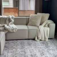 Luxury Modular Sectional Living Room Sofa Set, Modern Minimalist Style Couch with Ottoman and Chaise, L-Shape, Cream