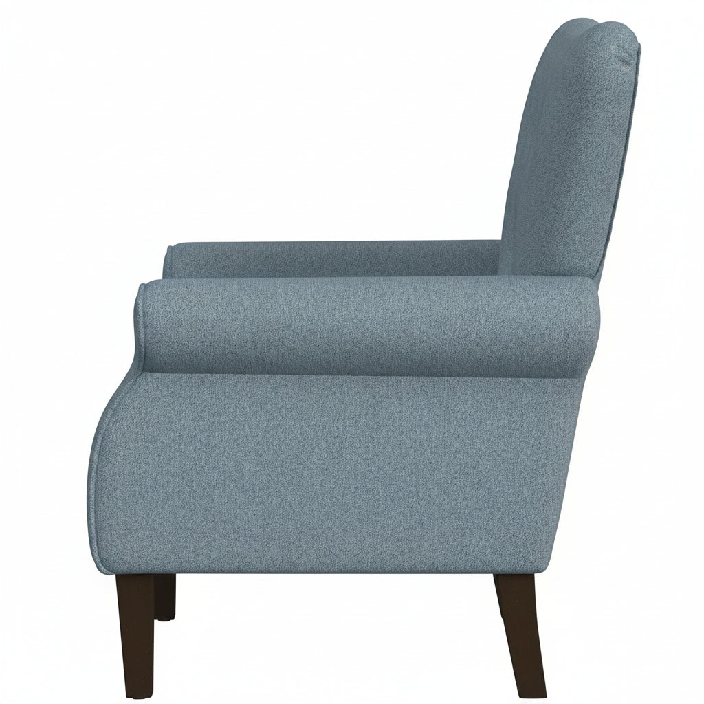 Home Decor | Upholstered Rolled Arm Wingback Accent Chair | Accent Chairs for Living Room & Bedroom | Decorative Home Furniture - Blue Textured Woven