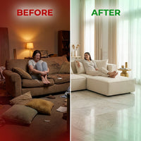 Luxury Modular Sectional Living Room Sofa Set, Modern Minimalist Style Couch with Ottoman and Chaise, L-Shape, Cream — Before & After