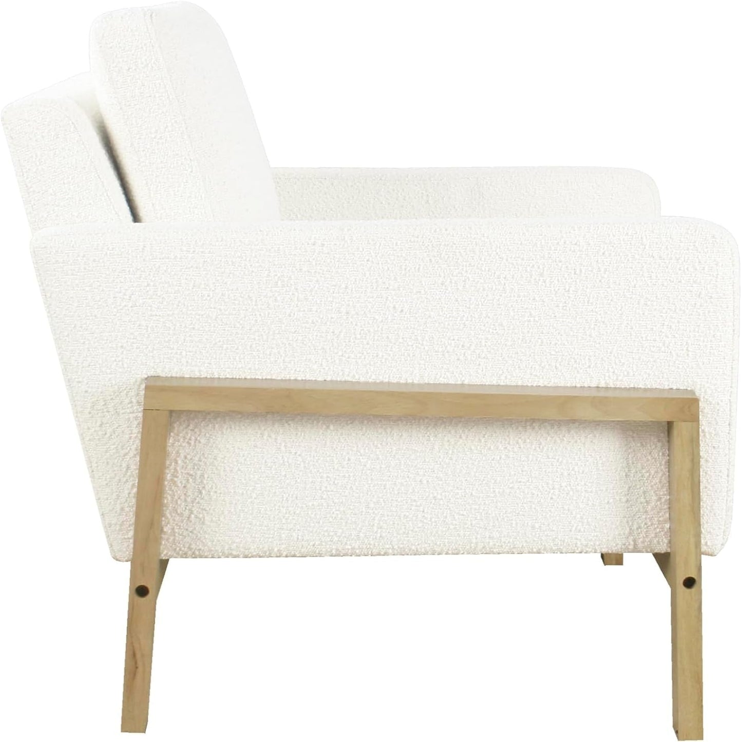 Wood Frame Accent Chair |  Home Decor | Accent Chairs for Living Room & Bedroom - Cream Boucle