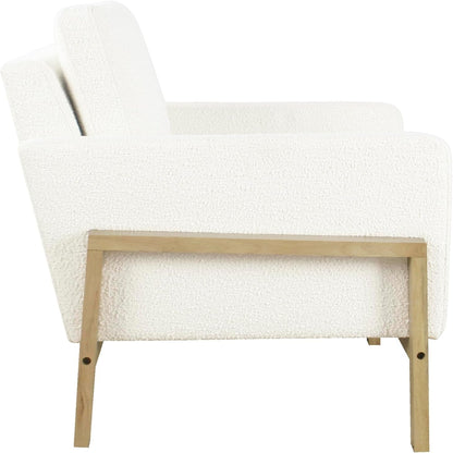 Wood Frame Accent Chair |  Home Decor | Accent Chairs for Living Room & Bedroom - Cream Boucle