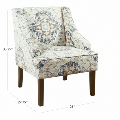 Home Decor Upholstered Swoop Arm Accent Chair,Antique Ebony