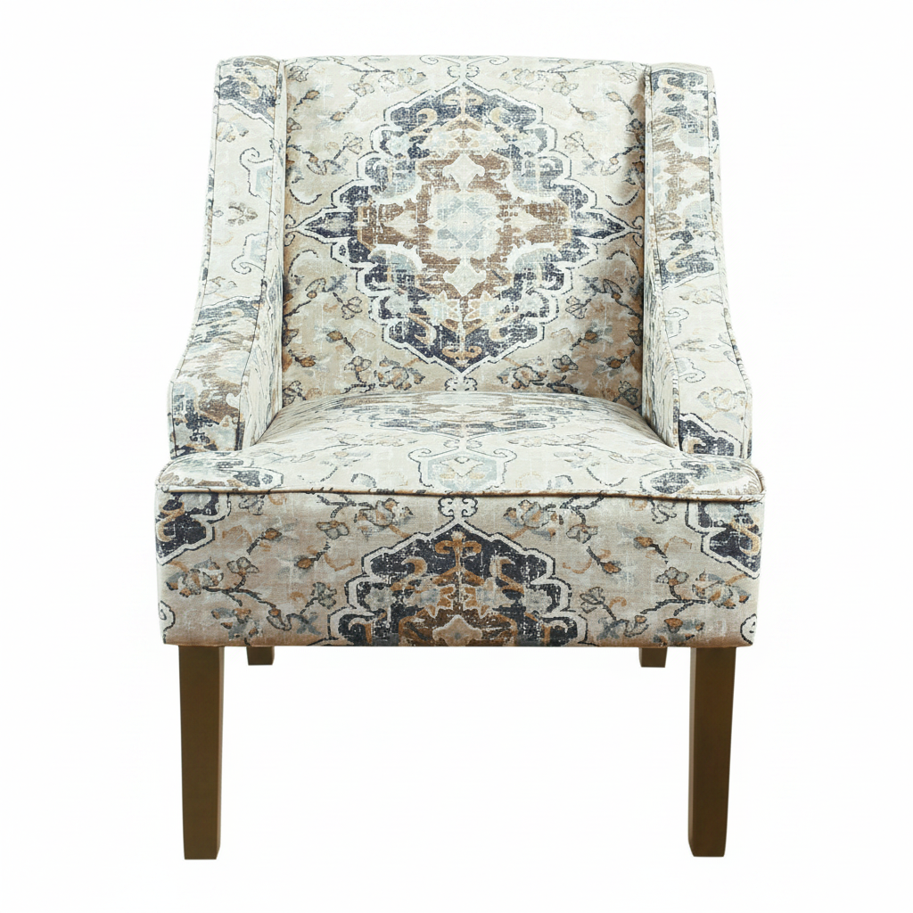 Home Decor Upholstered Swoop Arm Accent Chair,Antique Ebony