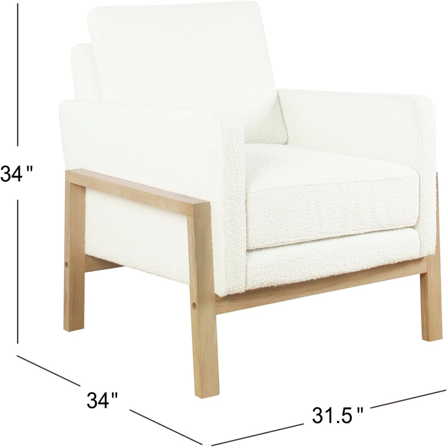 Wood Frame Accent Chair |  Home Decor | Accent Chairs for Living Room & Bedroom - Cream Boucle
