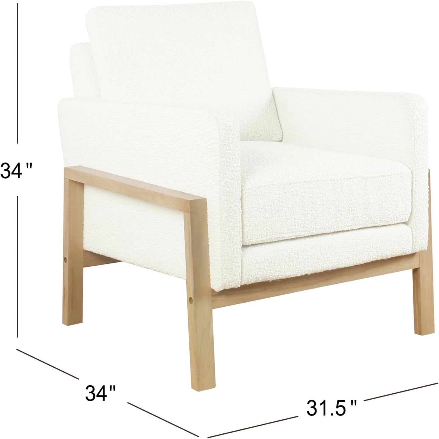 Wood Frame Accent Chair |  Home Decor | Accent Chairs for Living Room & Bedroom - Cream Boucle